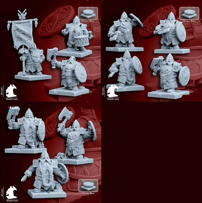 Dwarf Heavy Melee Warriors | 28mm Heroic-Scale Fantasy Infantry Miniatures