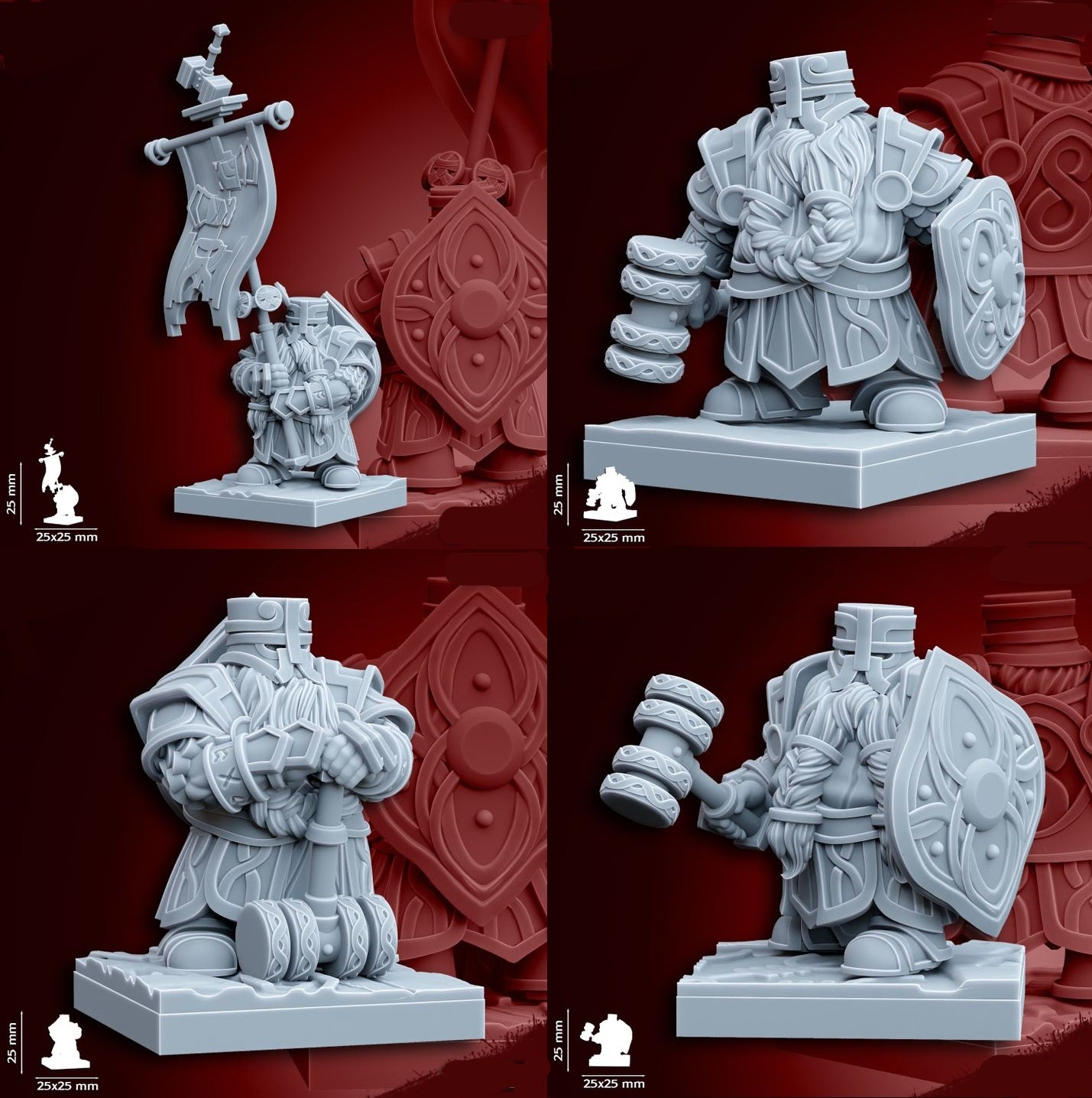 Dwarf Heavy Melee Warriors | 28mm Heroic-Scale Fantasy Infantry Miniatures