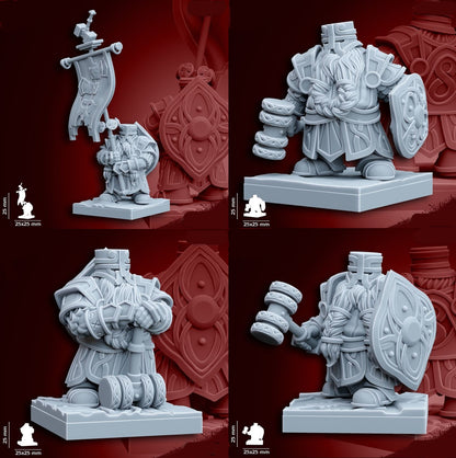 Dwarf Heavy Melee Warriors | 28mm Heroic-Scale Fantasy Infantry Miniatures