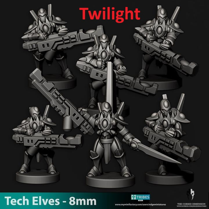 Tech Elves Specialty Warriors | 8mm Epic Scale Sci-Fi Infantry Miniatures