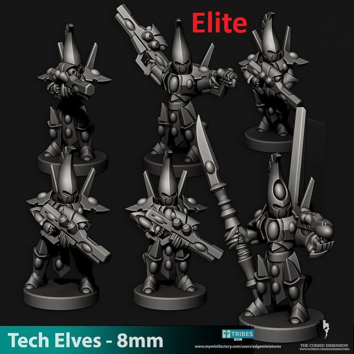 Tech Elves Specialty Warriors | 8mm Epic Scale Sci-Fi Infantry Miniatures