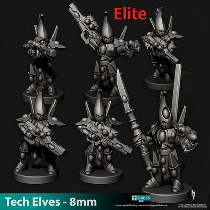 Tech Elves Specialty Warriors | 8mm Epic Scale Sci-Fi Infantry Miniatures
