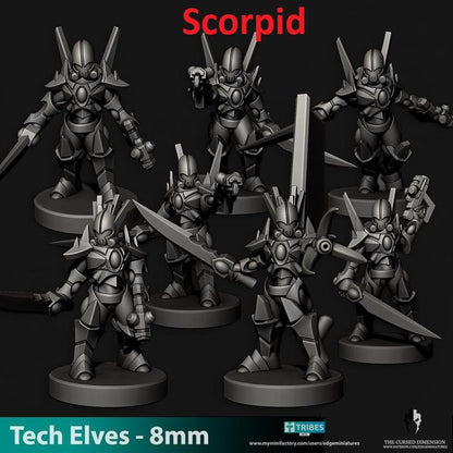 Tech Elves Specialty Warriors | 8mm Epic Scale Sci-Fi Infantry Miniatures