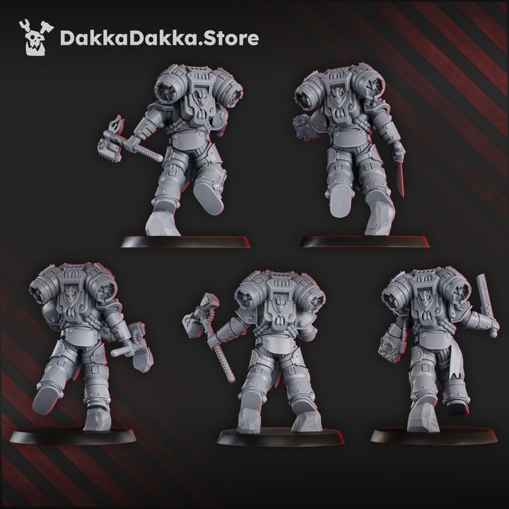 Jetpack Warrior Squad | 32/28mm Heroic-Scale Sci-Fi Power Armoured Infantry