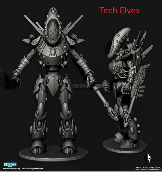 Tech Elves/Cursed Elves Titan Knight | 32/28mm Heroic-Scale Sci-Fi  Miniatures