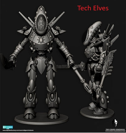 Tech Elves/Cursed Elves Titan Knight | 32/28mm Heroic-Scale Sci-Fi  Miniatures