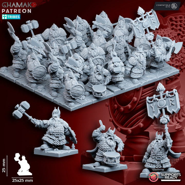 Dwarf Melee Warriors | 28mm Heroic-Scale Fantasy Infantry Miniatures