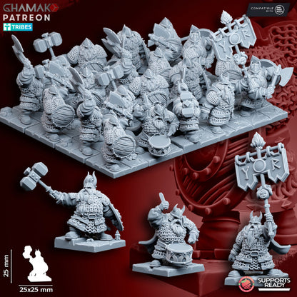 Dwarf Melee Warriors | 28mm Heroic-Scale Fantasy Infantry Miniatures