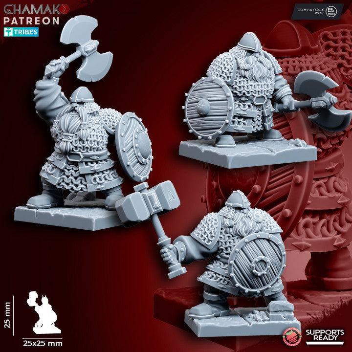 Dwarf Melee Warriors | 28mm Heroic-Scale Fantasy Infantry Miniatures