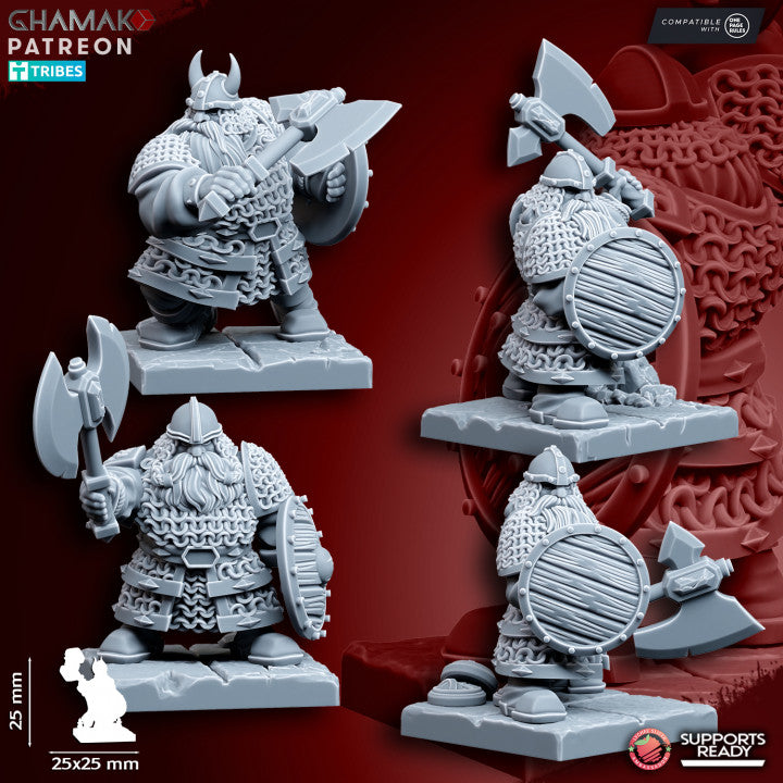 Dwarf Melee Warriors | 28mm Heroic-Scale Fantasy Infantry Miniatures