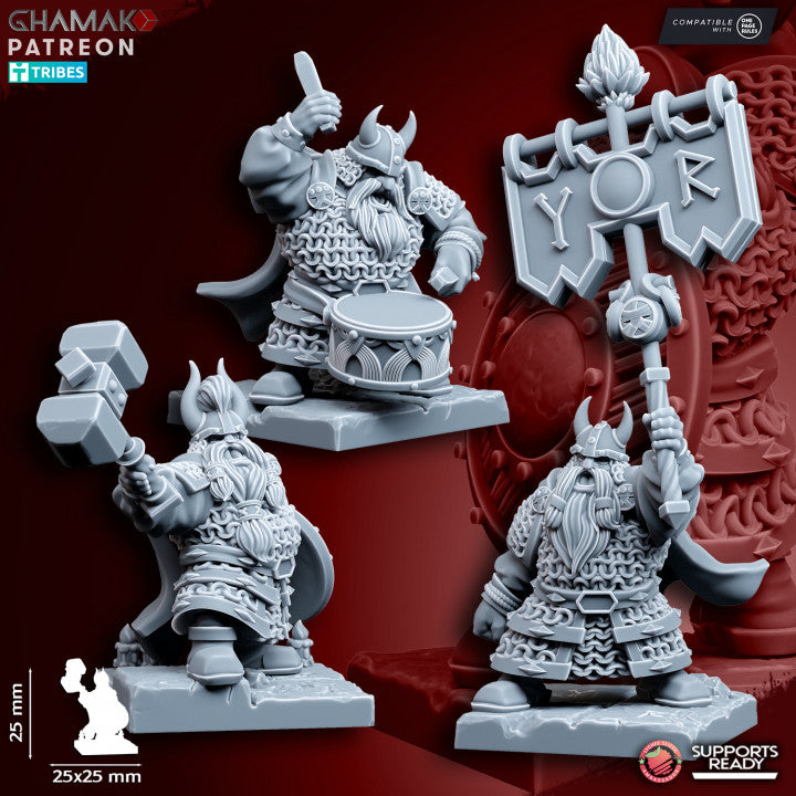 Dwarf Melee Warriors | 28mm Heroic-Scale Fantasy Infantry Miniatures