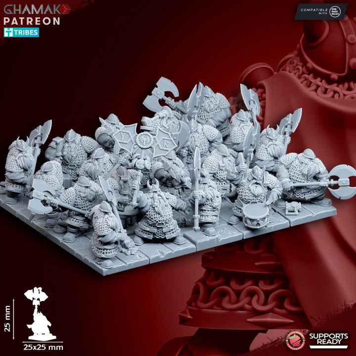 Dwarf Melee Warriors | 28mm Heroic-Scale Fantasy Infantry Miniatures