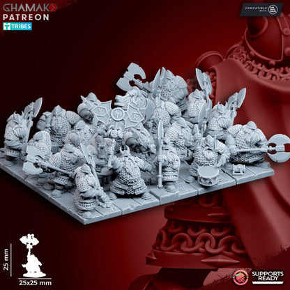 Dwarf Melee Warriors | 28mm Heroic-Scale Fantasy Infantry Miniatures